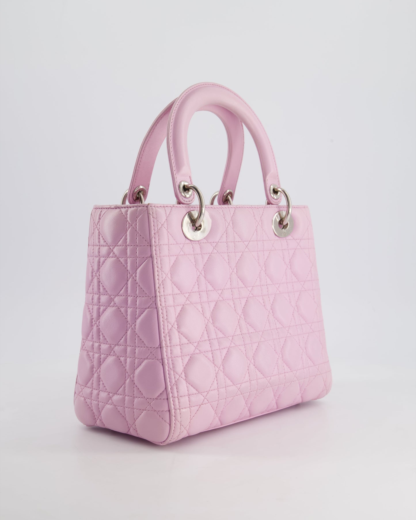 Christian Dior Lilac Medium Lady Dior Bag in Lambskin Leather with Silver Hardware RRP £5,300