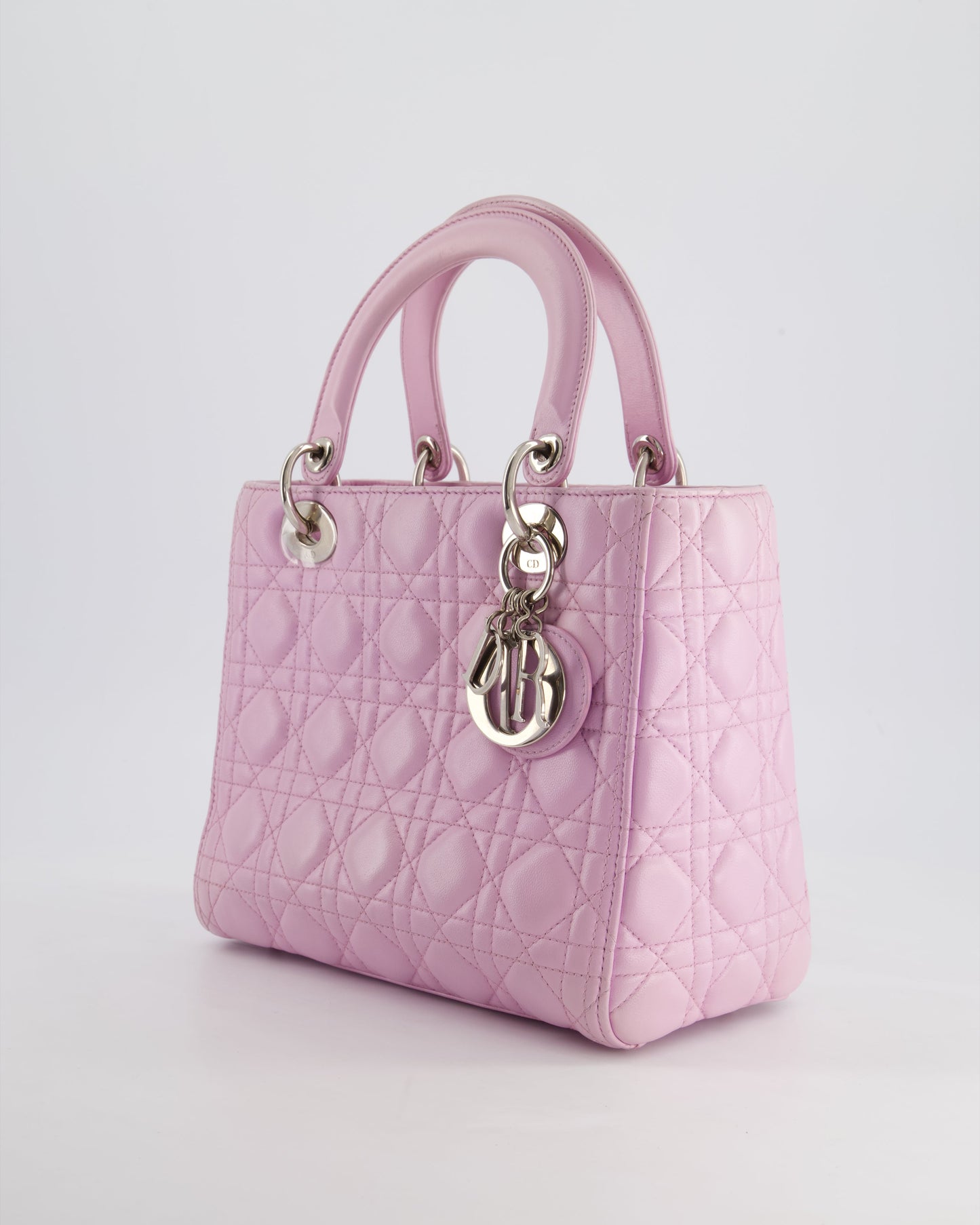 Christian Dior Lilac Medium Lady Dior Bag in Lambskin Leather with Silver Hardware RRP £5,300