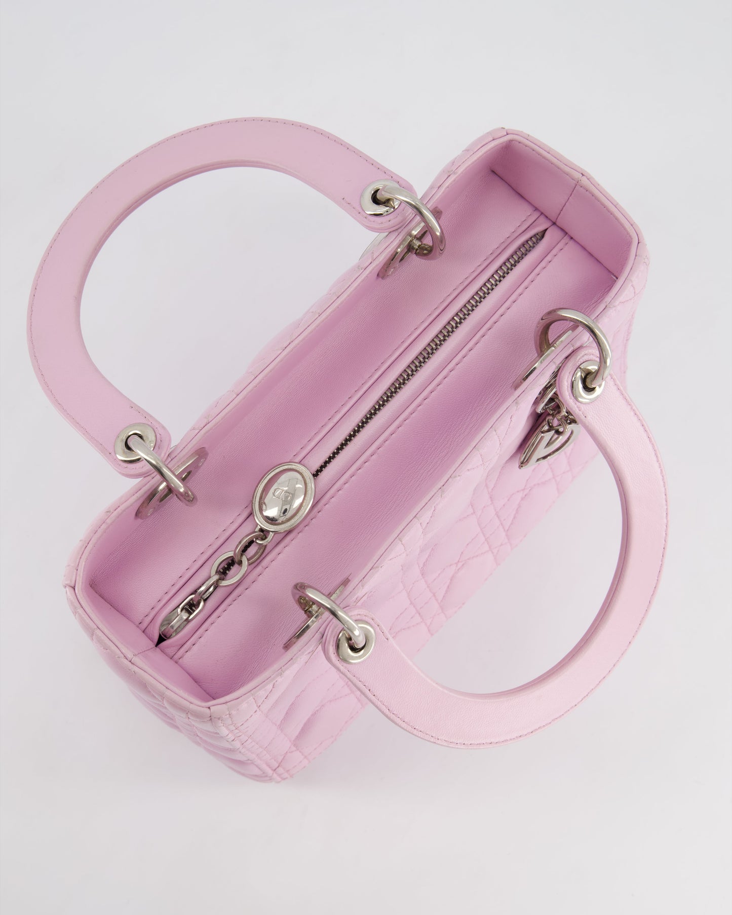 Christian Dior Lilac Medium Lady Dior Bag in Lambskin Leather with Silver Hardware RRP £5,300