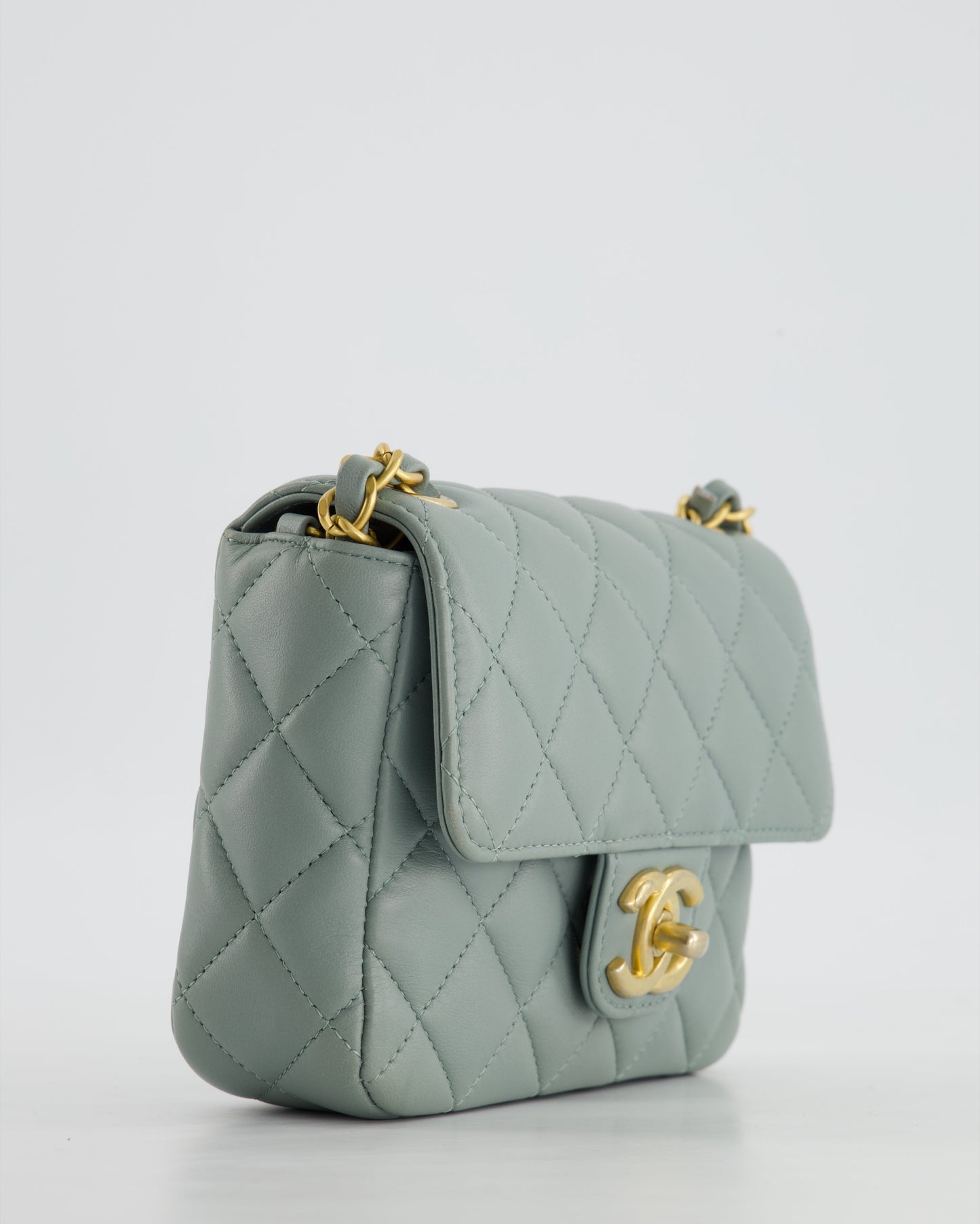 Chanel Grey Mini Flap Bag With Multicolour Coin Details and Brushed Gold Hardware