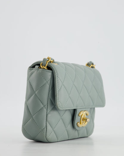 Chanel Grey Mini Flap Bag With Multicolour Coin Details and Brushed Gold Hardware