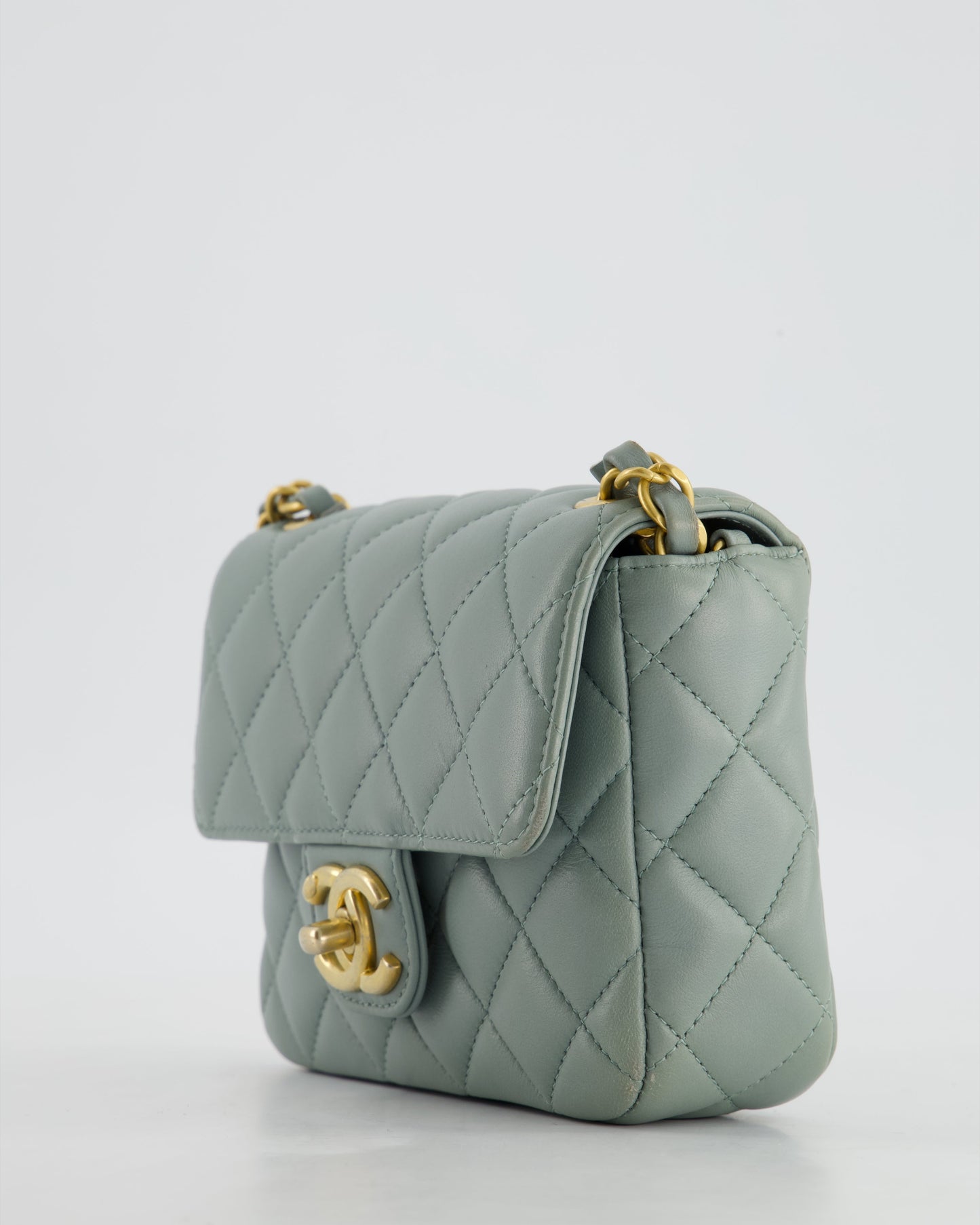 Chanel Grey Mini Flap Bag With Multicolour Coin Details and Brushed Gold Hardware