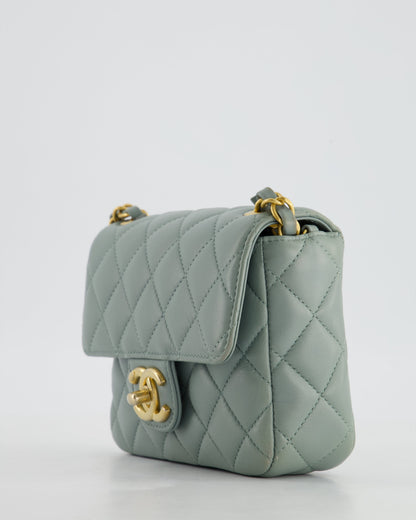 Chanel Grey Mini Flap Bag With Multicolour Coin Details and Brushed Gold Hardware
