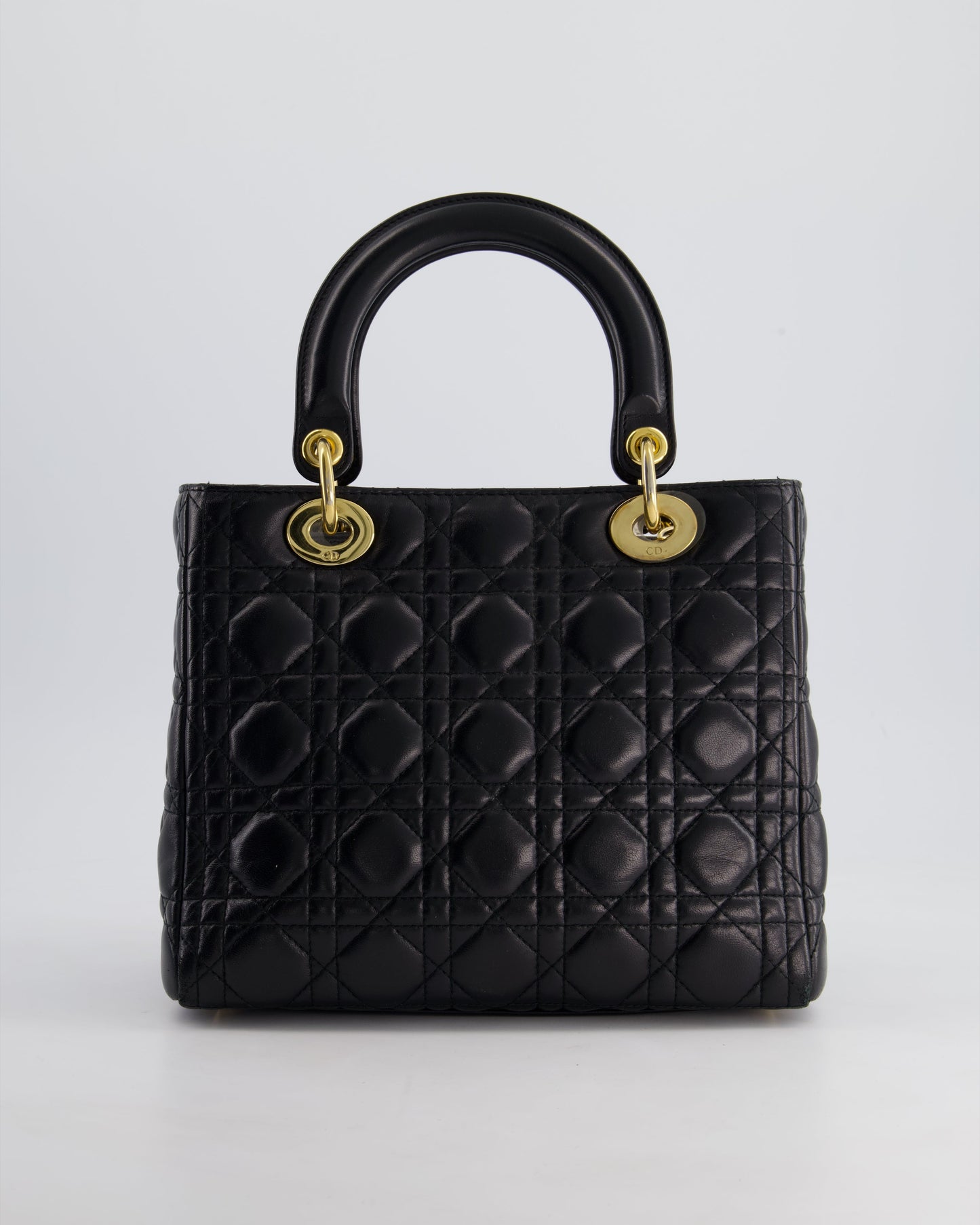 Christian Dior Black Medium Lady Dior Bag in Cannage Lambskin Leather with Gold Hardware RRP £5,300
