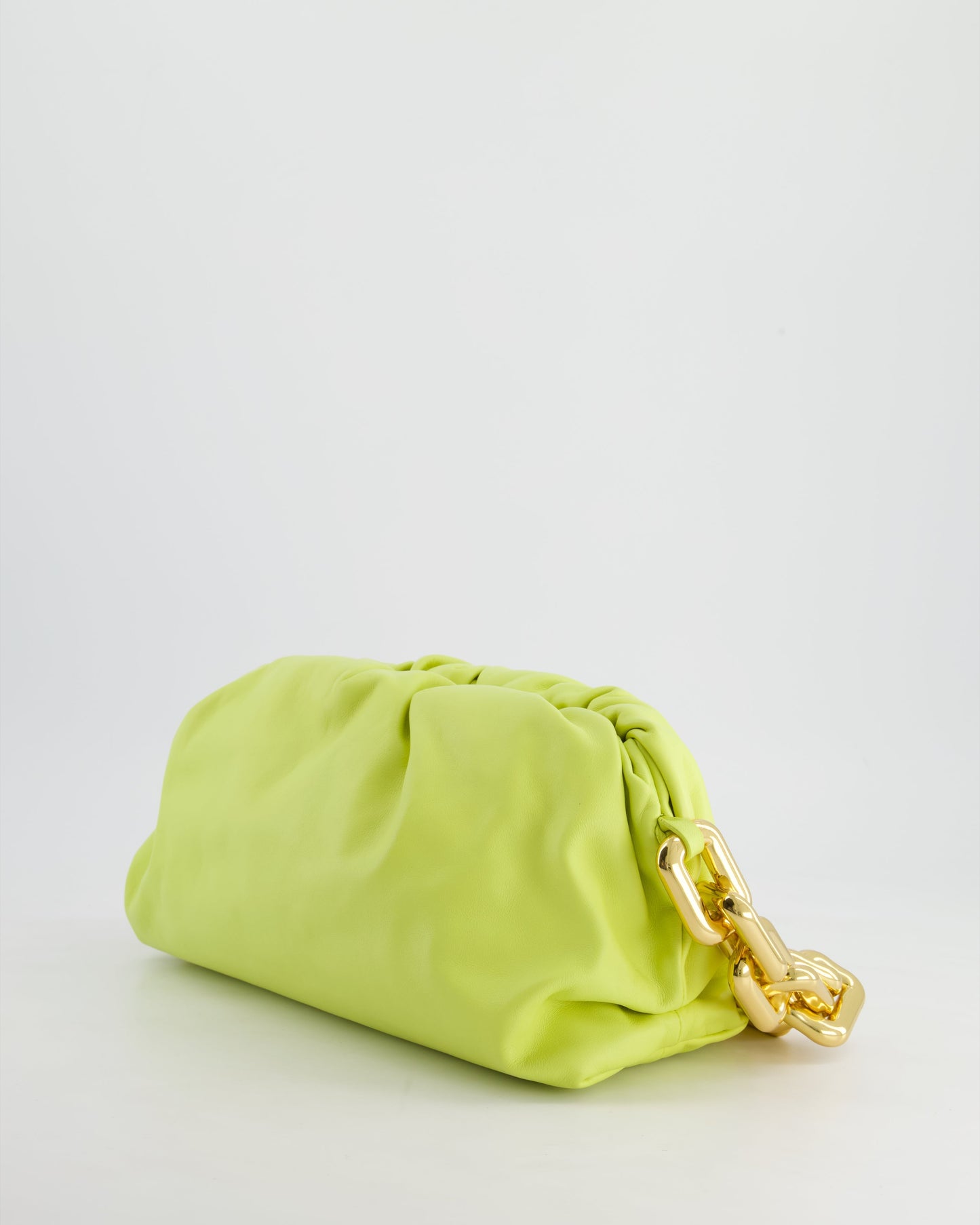 Bottega Veneta Lime Chain Pouch Bag in Nappa Leather with Gold Hardware