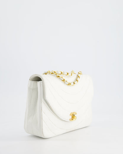 Chanel White Half Moon Curve Flap Vintage Quilted Bag With 24k Gold Hardware
