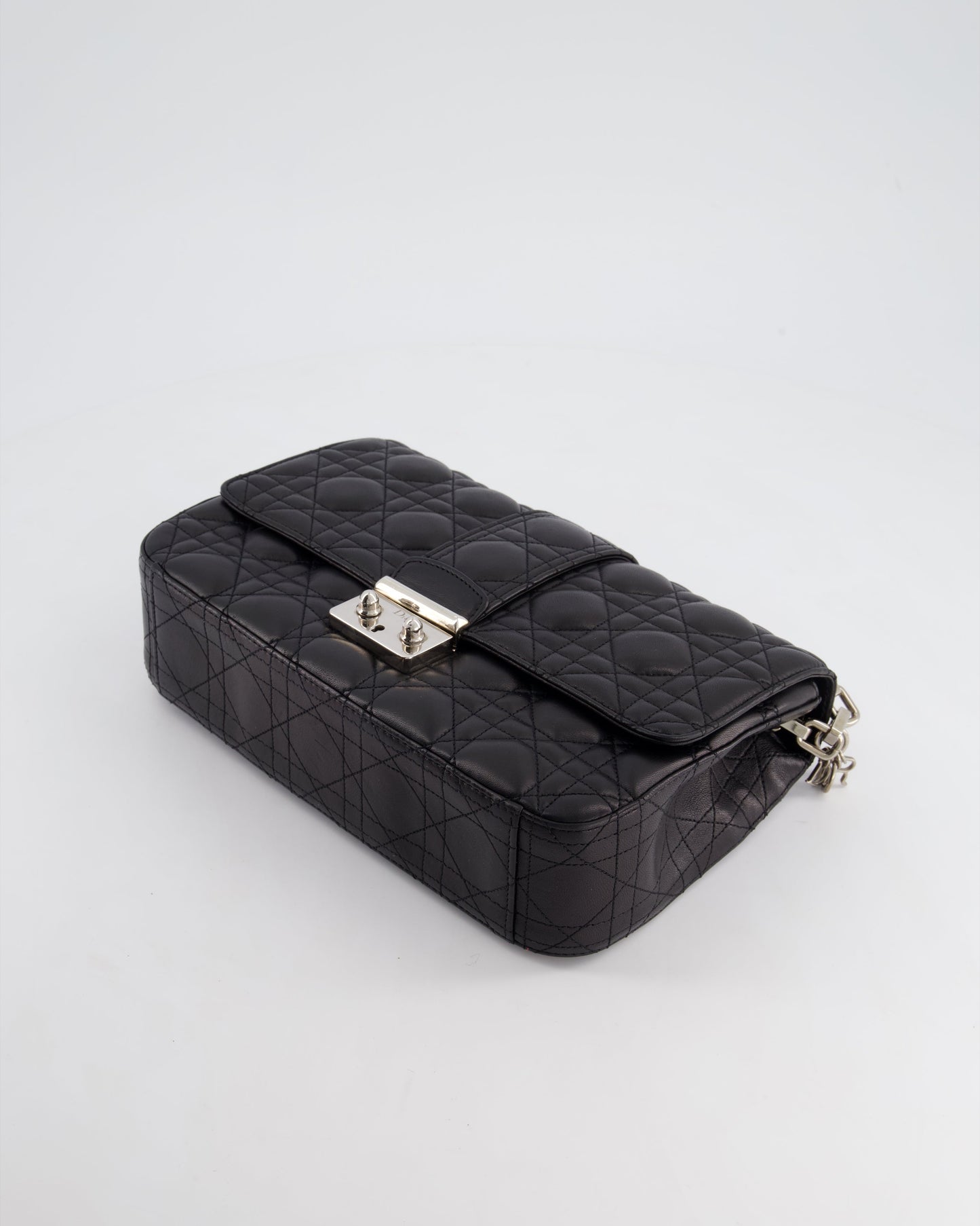 Christian Dior Black Cannage Miss Dior Leather Bag With Silver Hardware