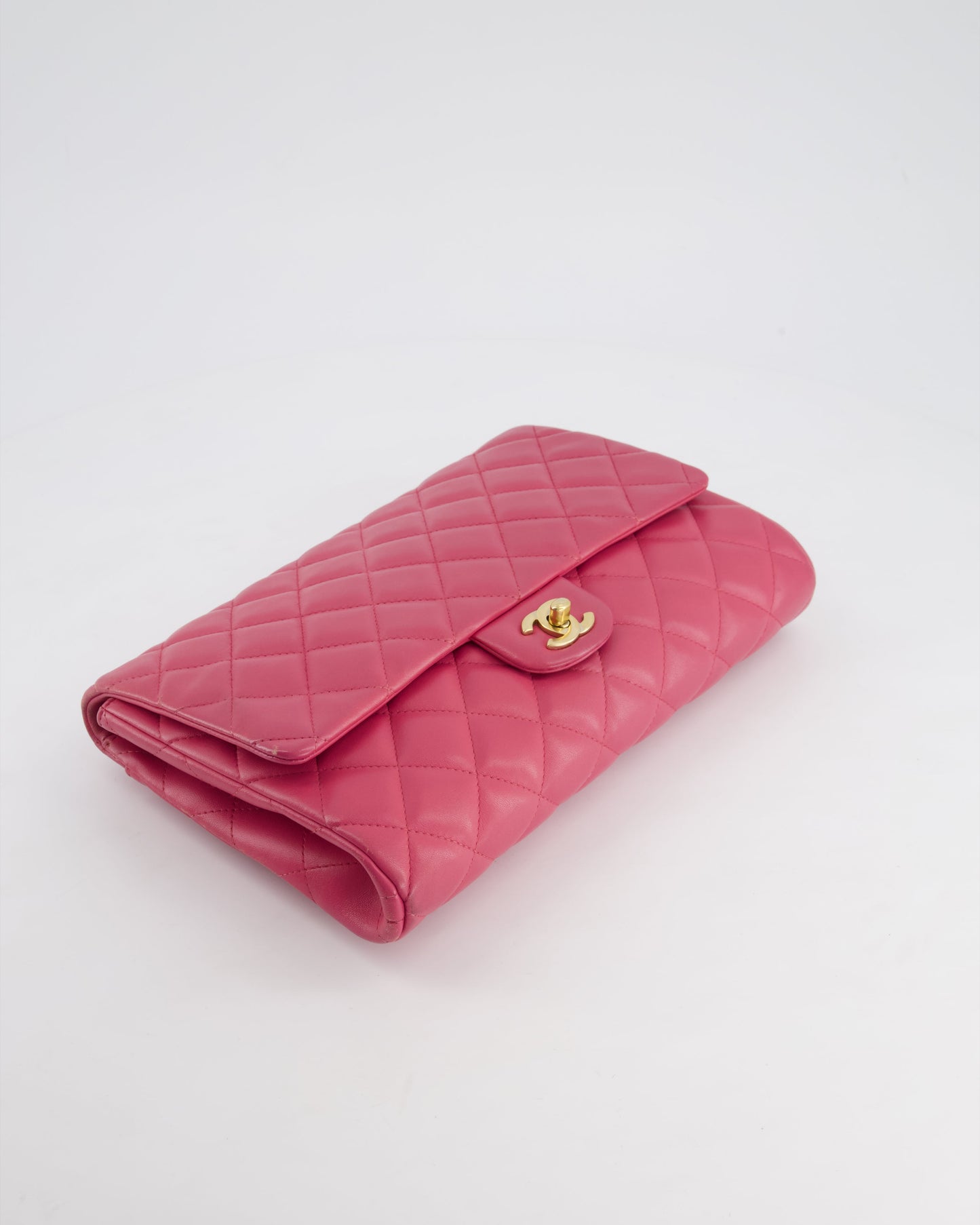 Chanel Pink Timeless Clutch on Chain in Lambskin Leather with Brushed Gold Hardware