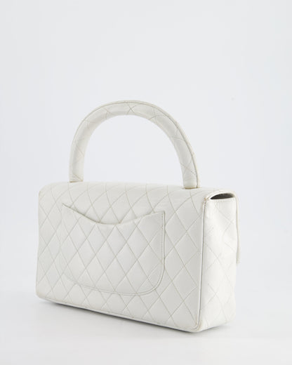 Chanel Vintage White Matelasse Leather Top Handle Bag with 24K Gold Hardware