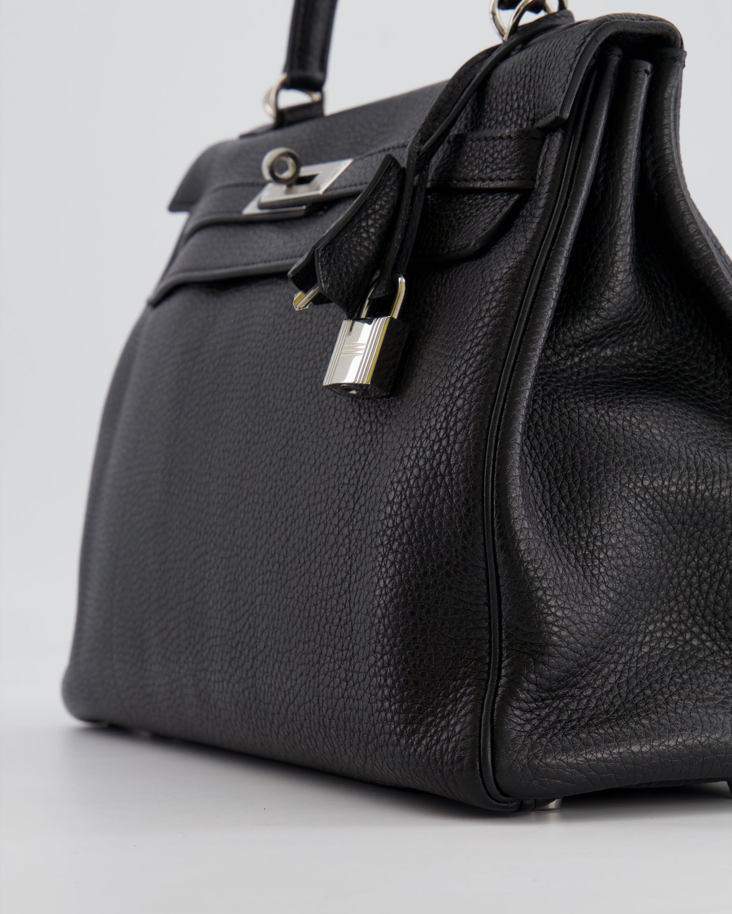 Hermès Kelly Retourne 32cm Bag in Black Clemence Taurillon Leather with Palladium Hardware