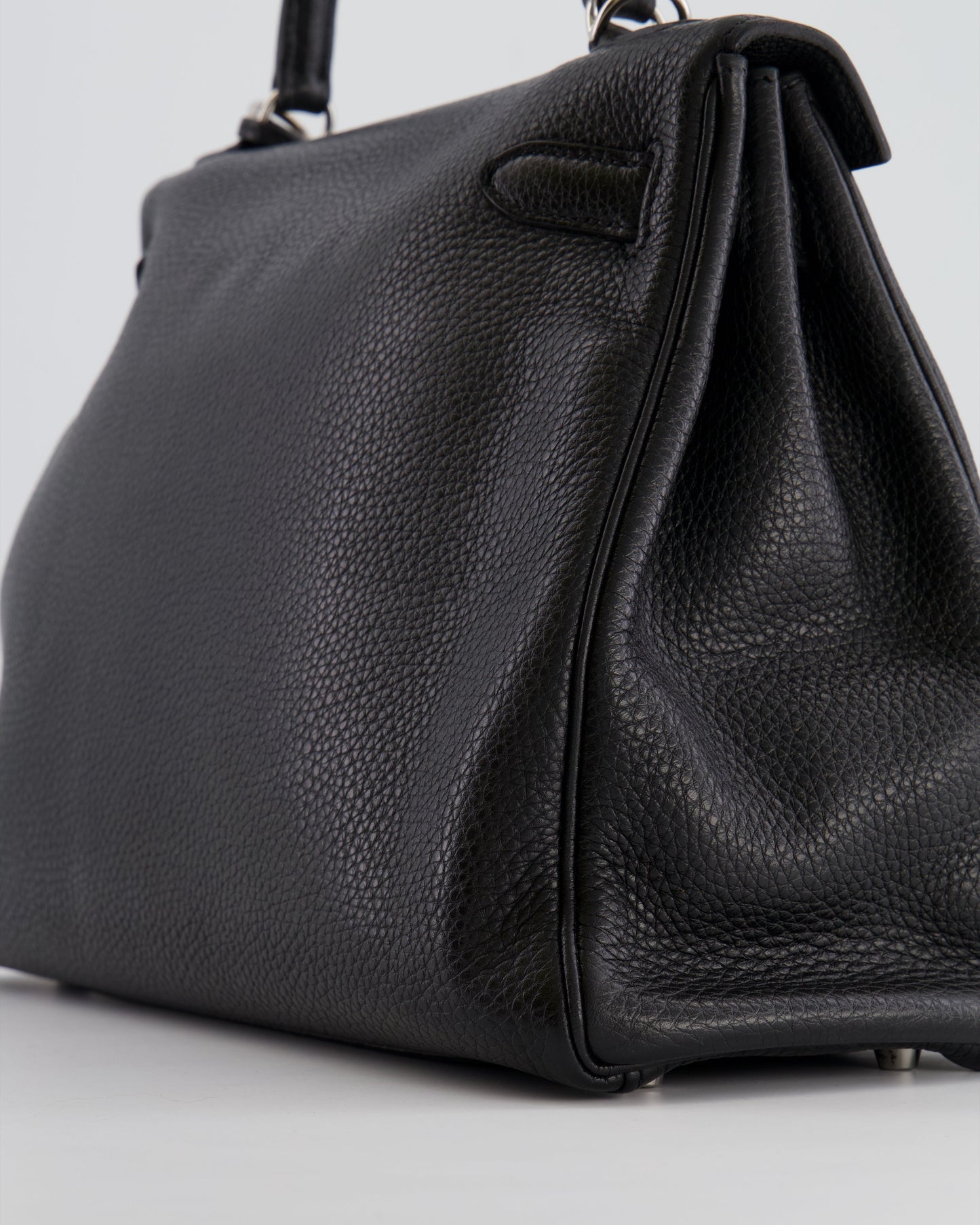 Hermès Kelly Retourne 32cm Bag in Black Clemence Taurillon Leather with Palladium Hardware