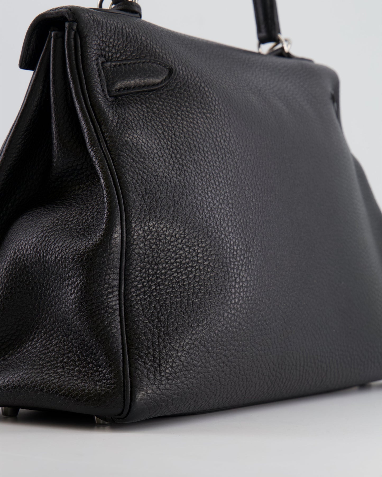 Hermès Kelly Retourne 32cm Bag in Black Clemence Taurillon Leather with Palladium Hardware