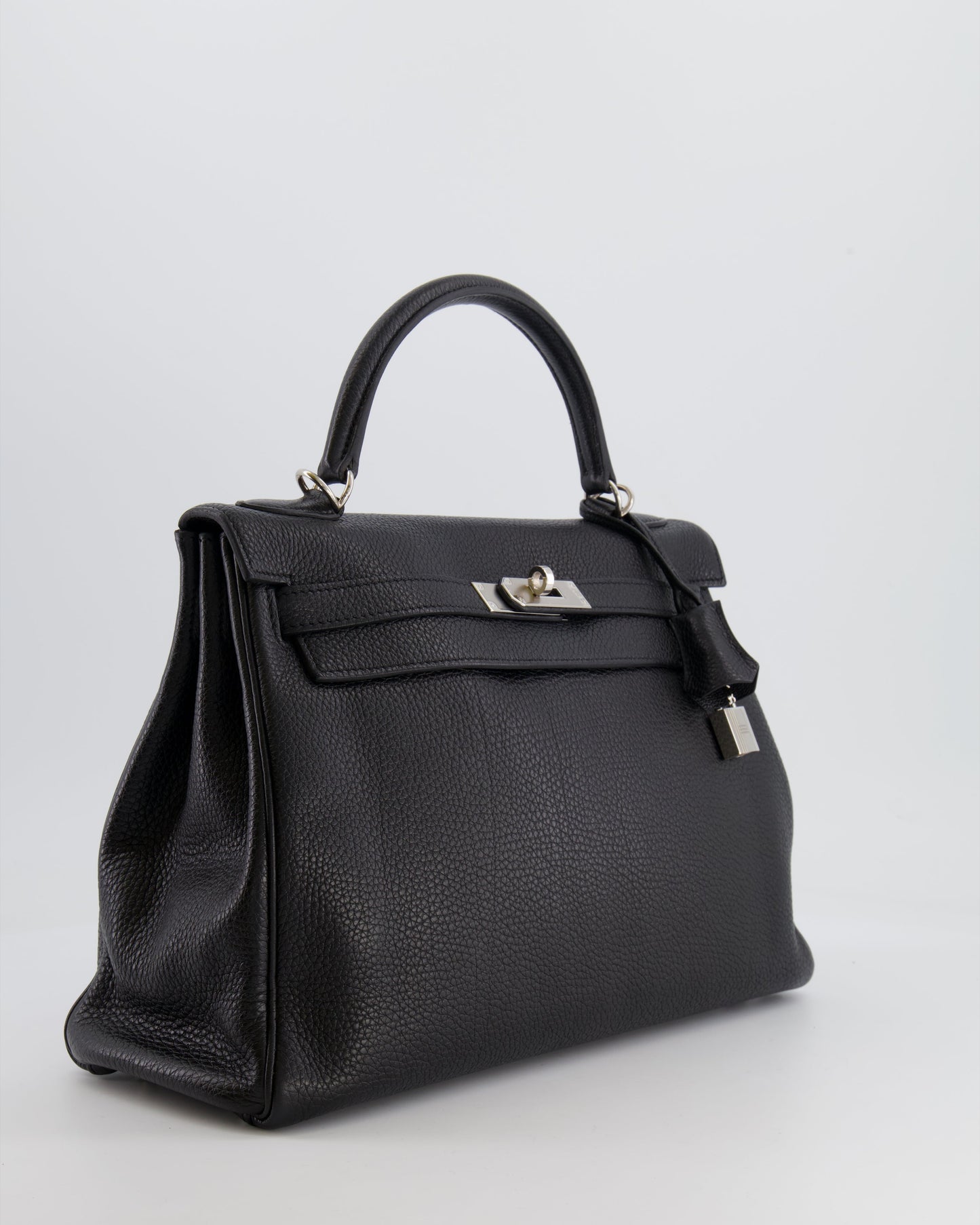 Hermès Kelly Retourne 32cm Bag in Black Clemence Taurillon Leather with Palladium Hardware