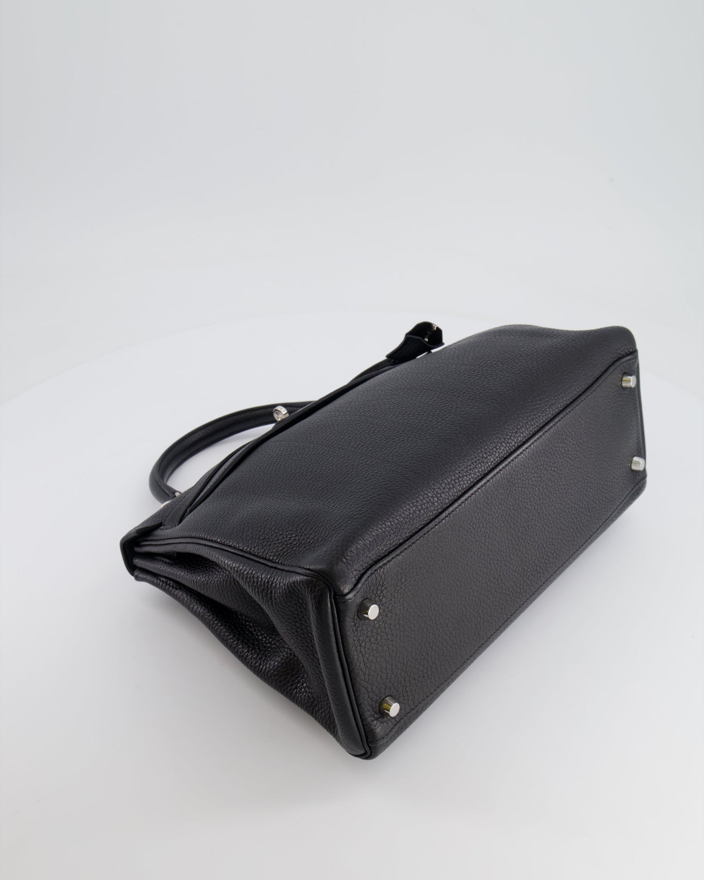 Hermès Kelly Retourne 32cm Bag in Black Clemence Taurillon Leather with Palladium Hardware