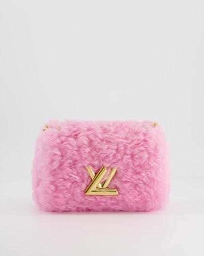 Louis Vuitton Candy Pink Shearling LV Twist PM Bag with Gold Hardware