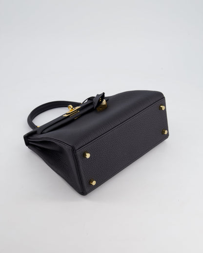 *HOT* Hermès Kelly 25cm Retourne Bag in Noir Togo Leather and Gold Hardware
