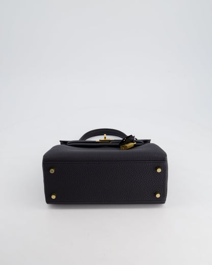 *HOT* Hermès Kelly 25cm Retourne Bag in Noir Togo Leather and Gold Hardware