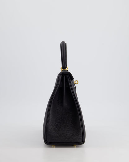 *HOT* Hermès Kelly 25cm Retourne Bag in Noir Togo Leather and Gold Hardware
