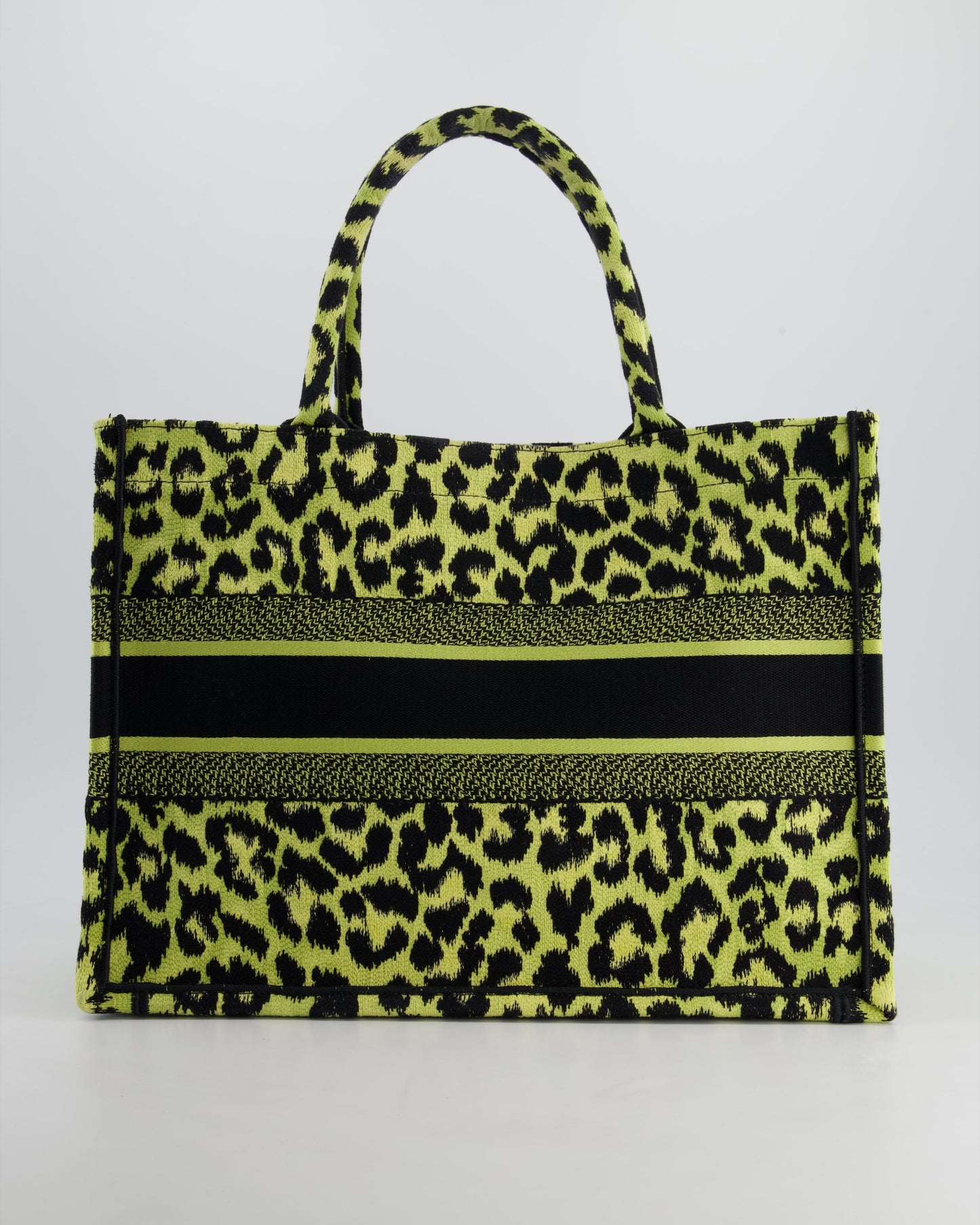 Christian Dior Medium Lime & Black Leopard Print Canvas Book Tote Bag RRP £2500