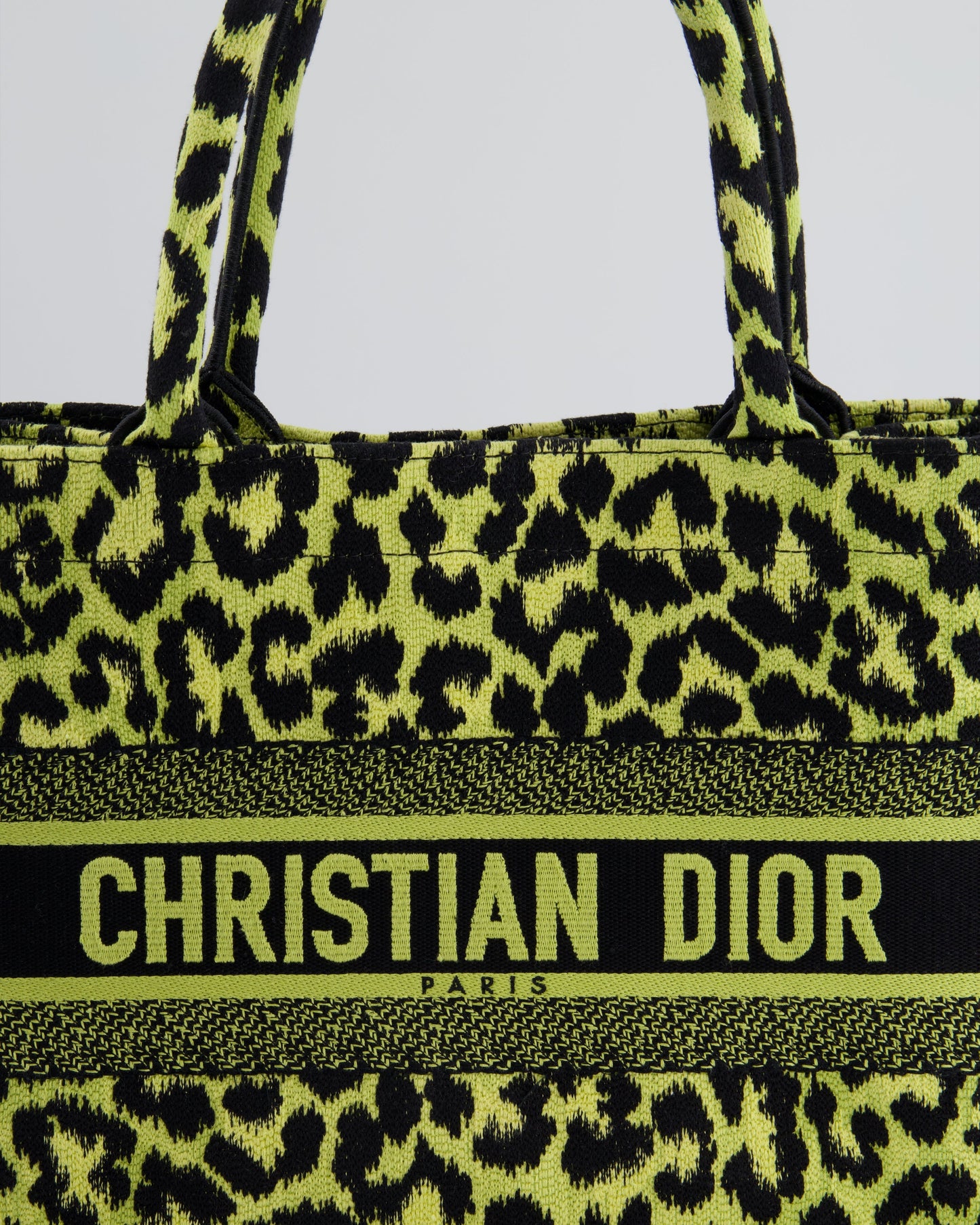 Christian Dior Medium Lime & Black Leopard Print Canvas Book Tote Bag RRP £2500