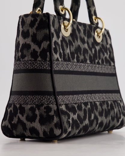 Christian Dior Medium Lady D-Lite in Grey & Black Mizza Embroidery with Champagne Gold Hardware RRP £3700