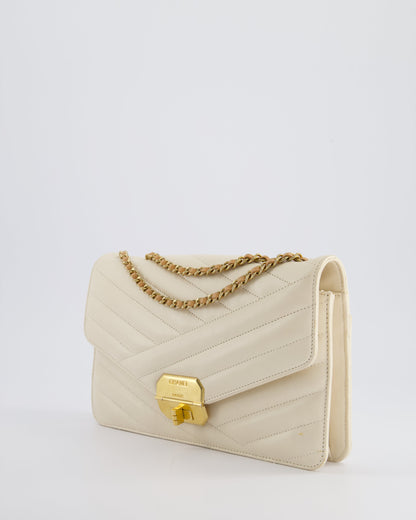 Chanel Cream Gabrielle Quilted Calfskin Bag with Antique Gold Hardware