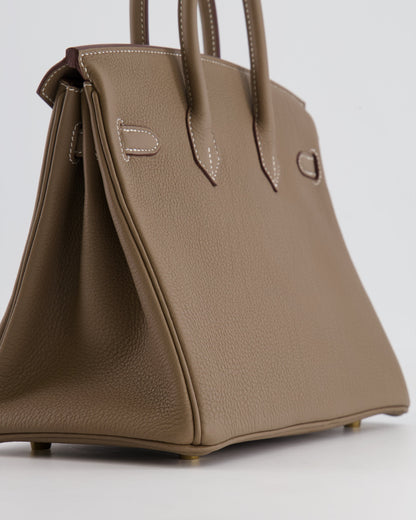 *HOT* Hermès Birkin Retourne 25cm Bag in Etoupe Togo Leather with Gold Hardware