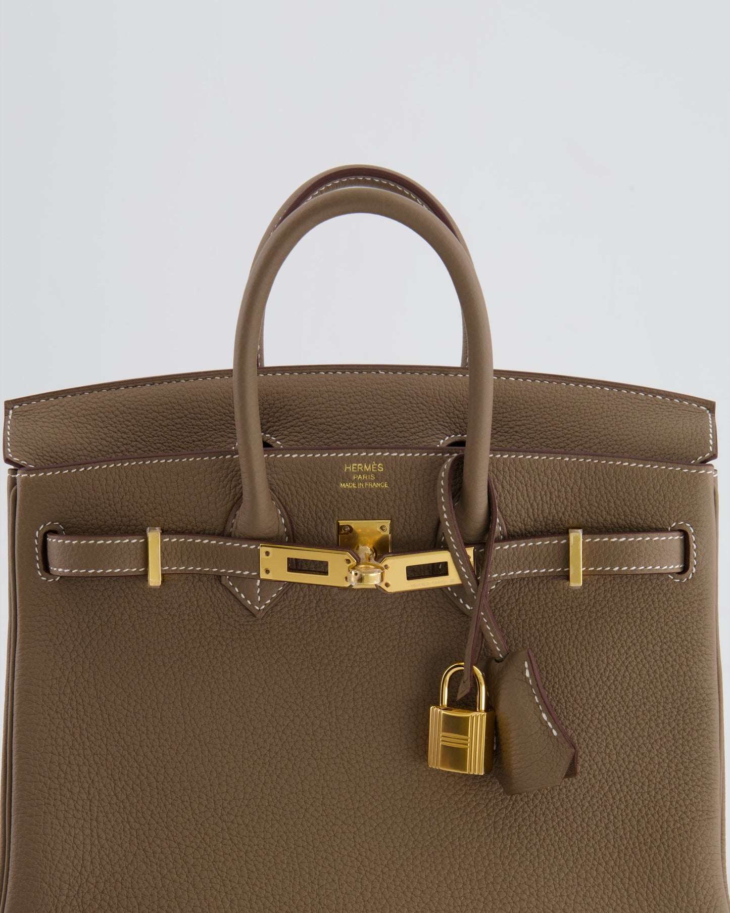 *HOT* Hermès Birkin Retourne 25cm Bag in Etoupe Togo Leather with Gold Hardware