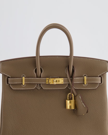 *HOT* Hermès Birkin Retourne 25cm Bag in Etoupe Togo Leather with Gold Hardware