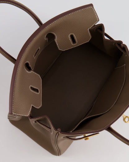 *HOT* Hermès Birkin Retourne 25cm Bag in Etoupe Togo Leather with Gold Hardware