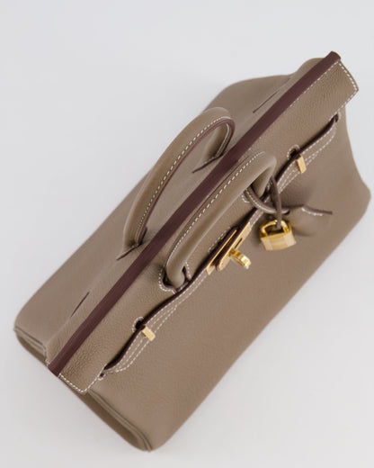 *HOT* Hermès Birkin Retourne 25cm Bag in Etoupe Togo Leather with Gold Hardware