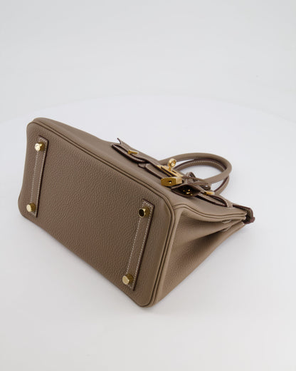 *HOT* Hermès Birkin Retourne 25cm Bag in Etoupe Togo Leather with Gold Hardware