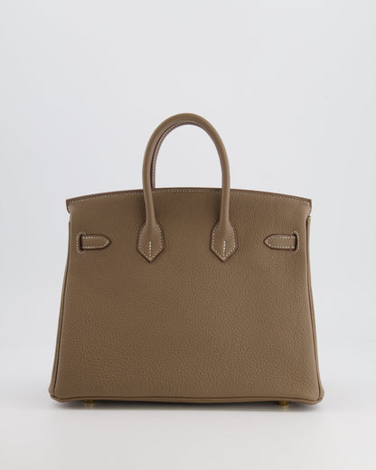 *HOT* Hermès Birkin Retourne 25cm Bag in Etoupe Togo Leather with Gold Hardware