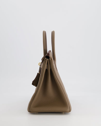 *HOT* Hermès Birkin Retourne 25cm Bag in Etoupe Togo Leather with Gold Hardware