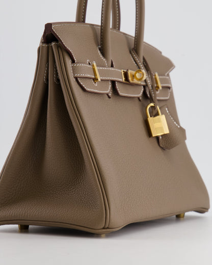 *HOT* Hermès Birkin Retourne 25cm Bag in Etoupe Togo Leather with Gold Hardware