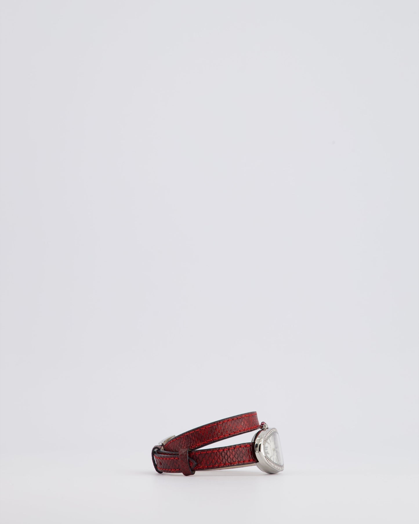 Bvlgari Stainless Steel & Diamond Serpenti Watch 32mm with Red Python Strap