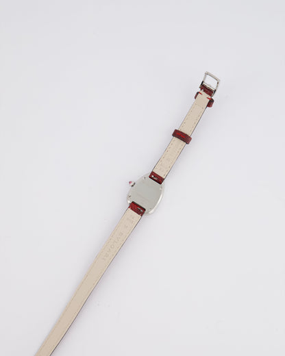 Bvlgari Stainless Steel & Diamond Serpenti Watch 32mm with Red Python Strap