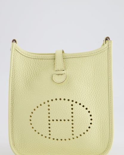 Hermès Mini Evelyne Bag in Jaune Milton Clemence Leather with Palladium Hardware