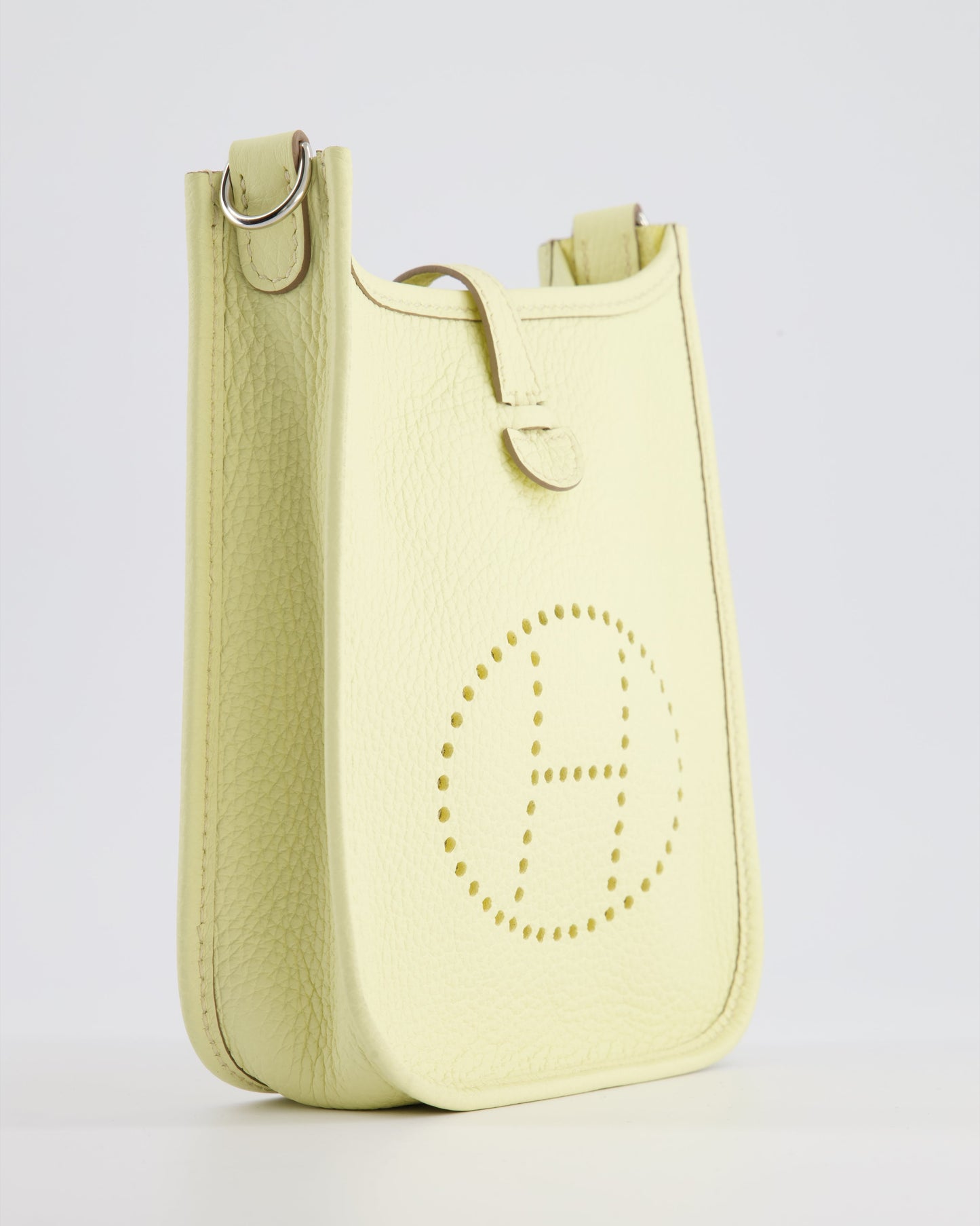 Hermès Mini Evelyne Bag in Jaune Milton Clemence Leather with Palladium Hardware