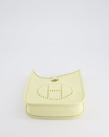 Hermès Mini Evelyne Bag in Jaune Milton Clemence Leather with Palladium Hardware