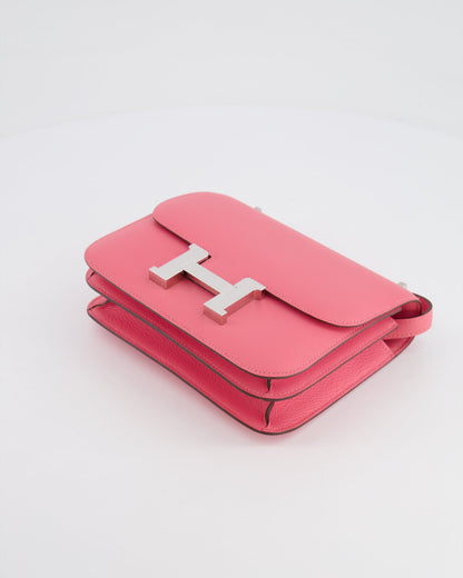 Hermès Mini Constance 18cm Bag in Rose Azalee Evercolor Leather with Palladium Hardware