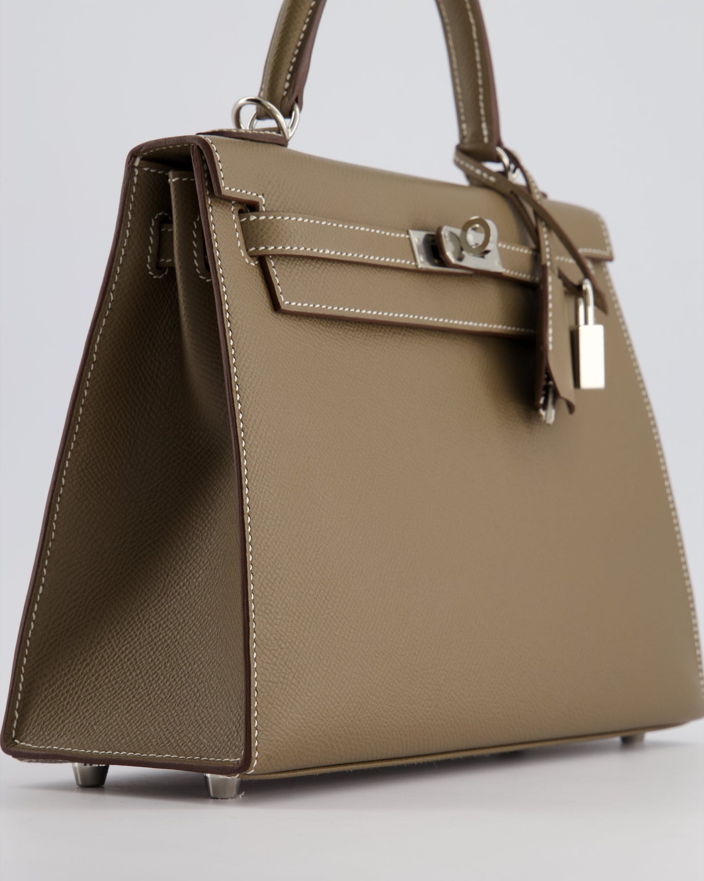 Hermès Kelly Sellier 25cm Bag in Etoupe Epsom Leather with Palladium Hardware