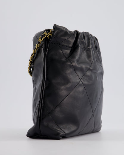 *RARE* Chanel Mini 22 Bag in Black Shiny Calfskin with Gold Hardware