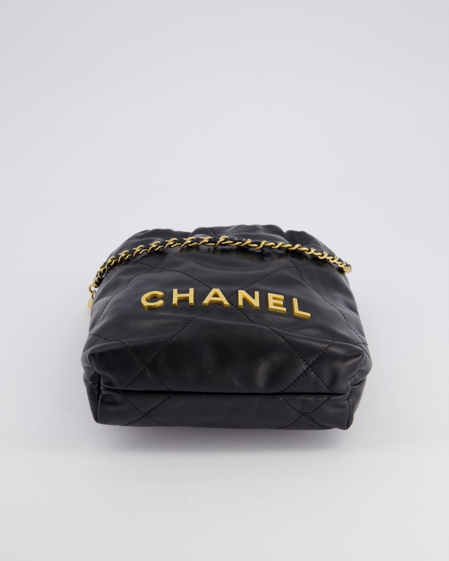 *RARE* Chanel Mini 22 Bag in Black Shiny Calfskin with Gold Hardware