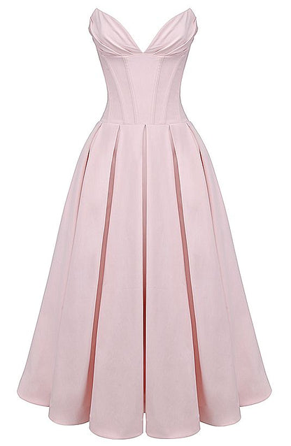 Simple A line Sweetheart Pink Satin Evening Party Dress Prom Dresses P2470