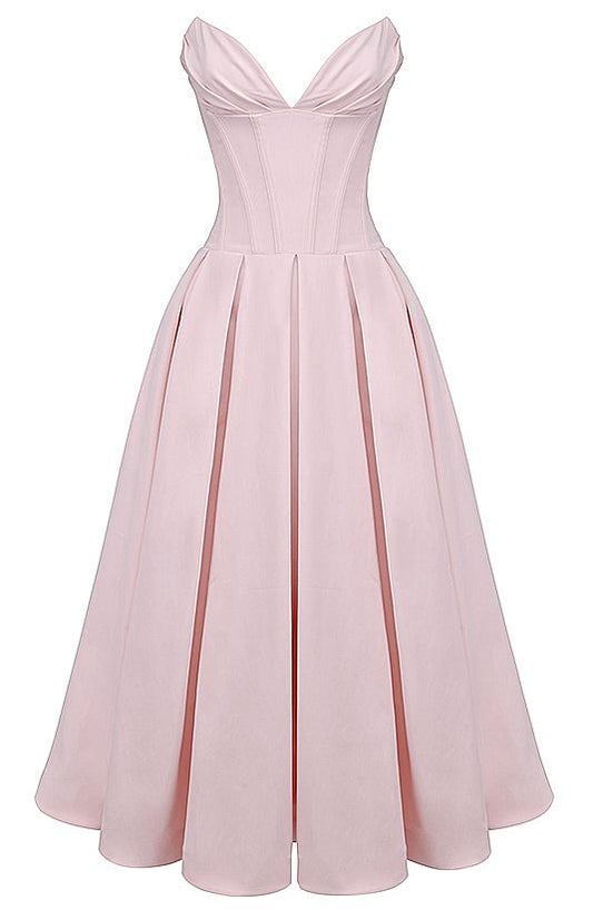 Simple A line Sweetheart Pink Satin Evening Party Dress Prom Dresses P2470