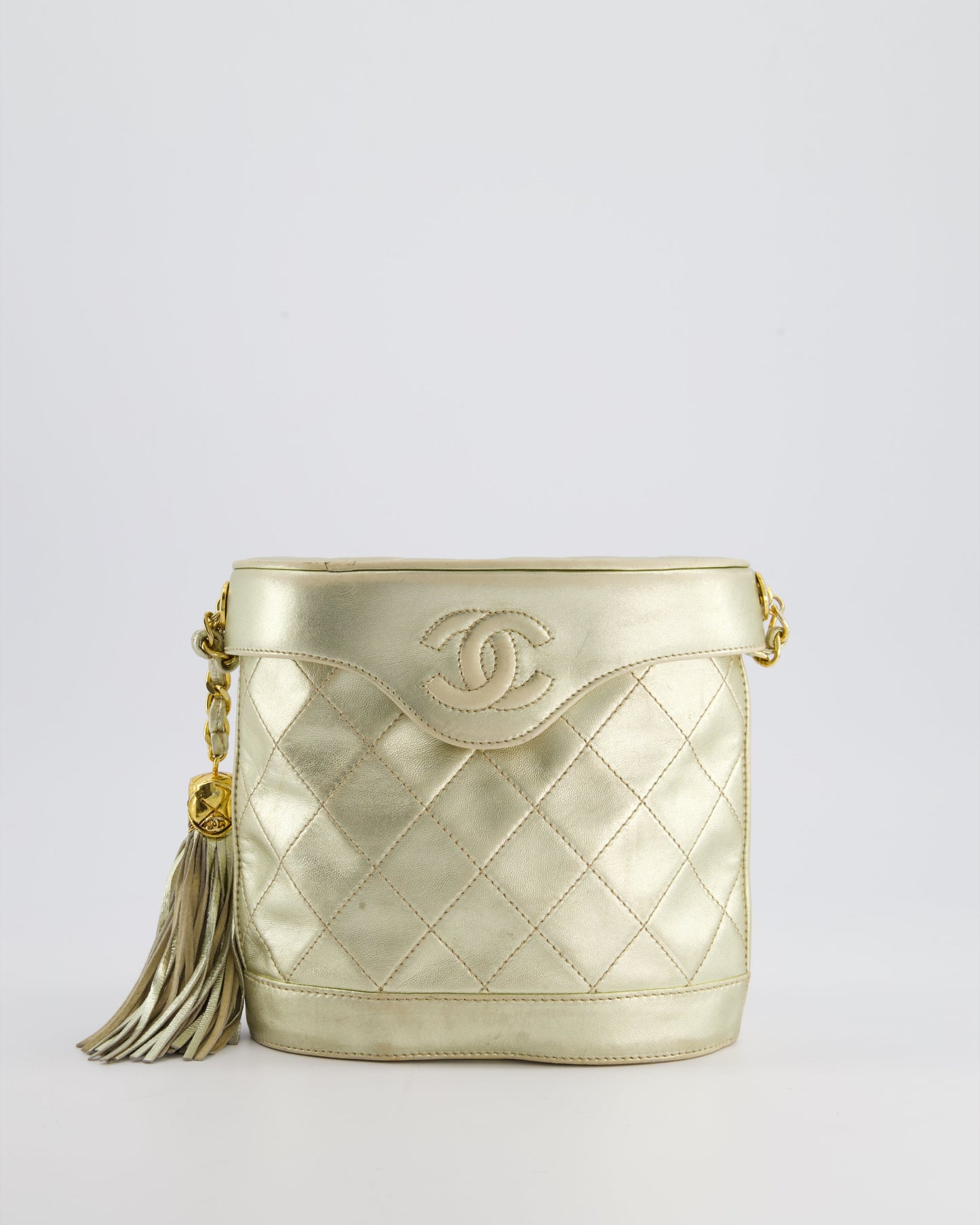 Chanel Gold Vintage Lambskin Leather Small Binocular Bag with 24K Gold Hardware