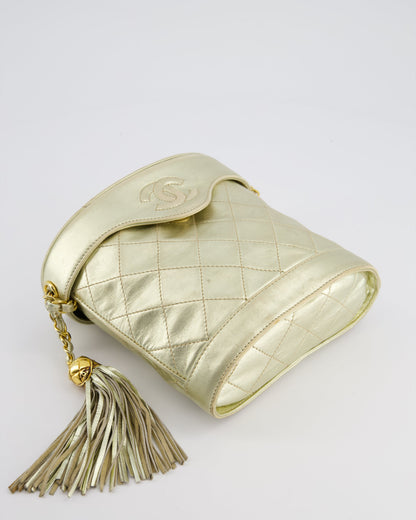 Chanel Gold Vintage Lambskin Leather Small Binocular Bag with 24K Gold Hardware