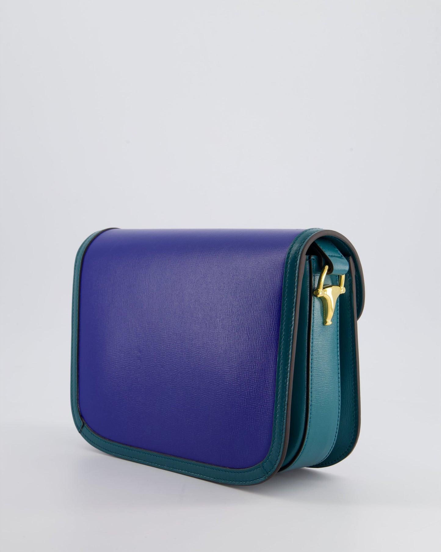 Gucci Horsebit 1955 Small Shoulder Bag in Blue and Green with Gold Hardware RRP £2,650