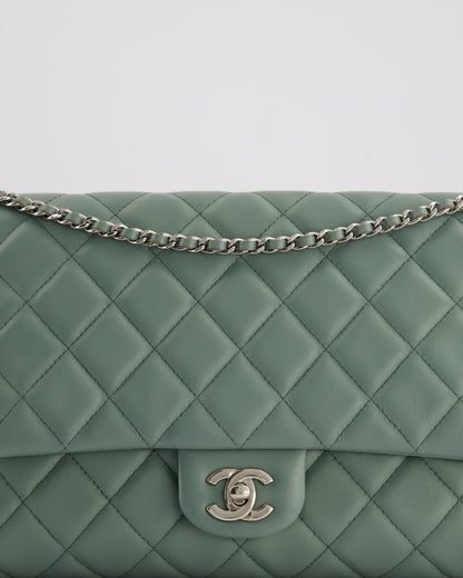 Chanel Cloudy Grey Timeless Clutch on Chain in Lambskin Leather with Silver Hardware